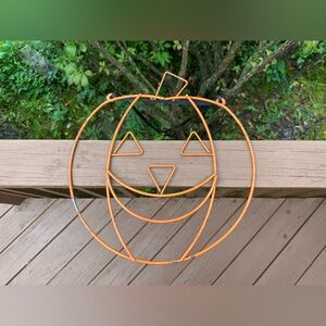 Orange Metal Pumpkin Wreath/Door Hanger